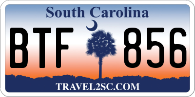 SC license plate BTF856