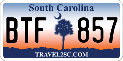SC license plate BTF857