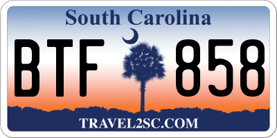 SC license plate BTF858