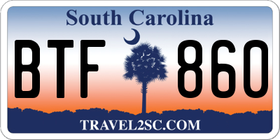 SC license plate BTF860
