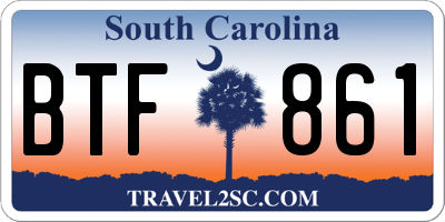 SC license plate BTF861