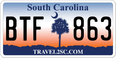 SC license plate BTF863