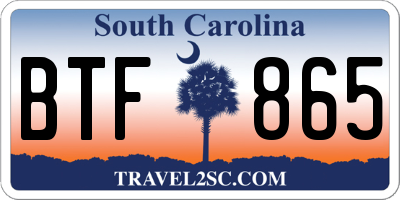SC license plate BTF865