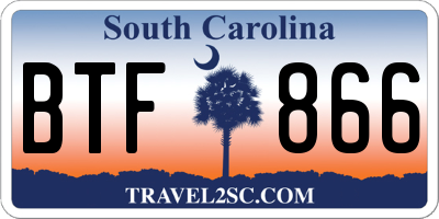 SC license plate BTF866