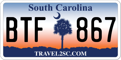 SC license plate BTF867