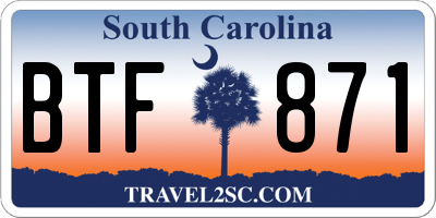 SC license plate BTF871
