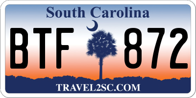 SC license plate BTF872