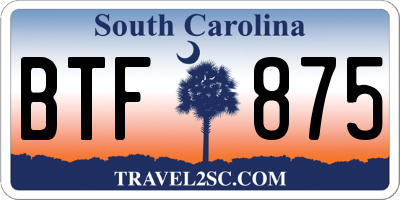 SC license plate BTF875