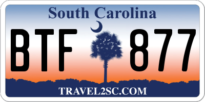 SC license plate BTF877