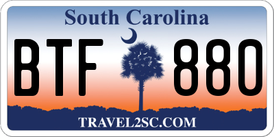 SC license plate BTF880