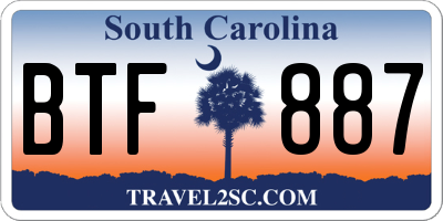 SC license plate BTF887