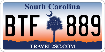 SC license plate BTF889