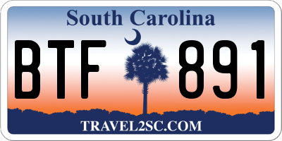 SC license plate BTF891