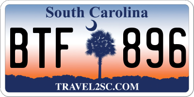 SC license plate BTF896