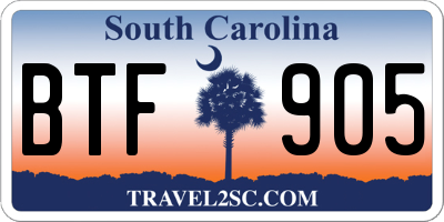 SC license plate BTF905