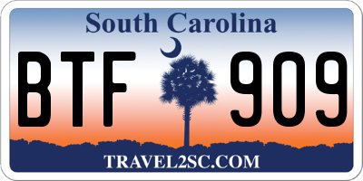SC license plate BTF909
