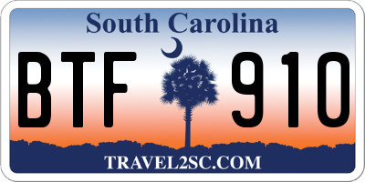 SC license plate BTF910
