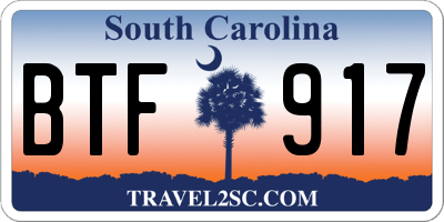 SC license plate BTF917
