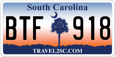 SC license plate BTF918