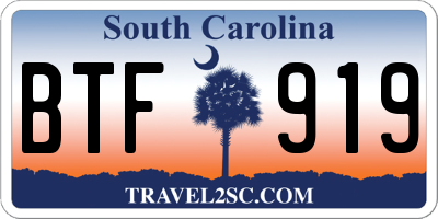 SC license plate BTF919