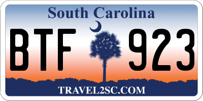 SC license plate BTF923