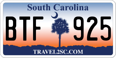 SC license plate BTF925