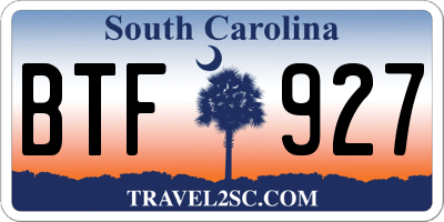 SC license plate BTF927