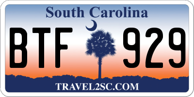 SC license plate BTF929
