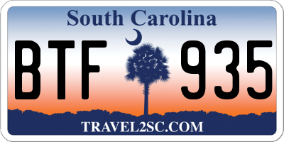 SC license plate BTF935