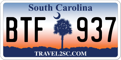 SC license plate BTF937