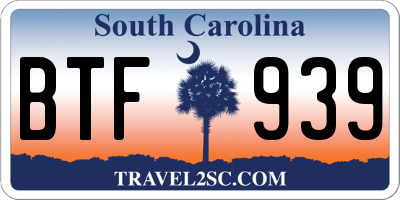 SC license plate BTF939
