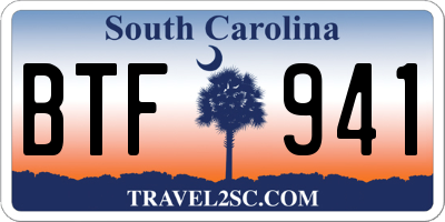 SC license plate BTF941