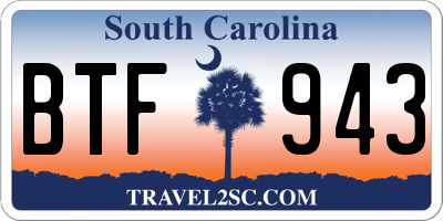 SC license plate BTF943