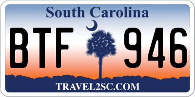 SC license plate BTF946