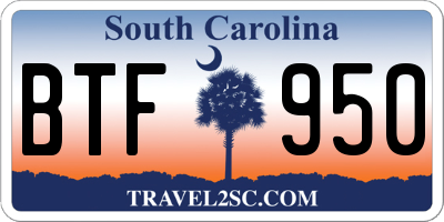 SC license plate BTF950