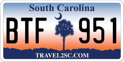 SC license plate BTF951