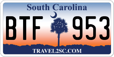 SC license plate BTF953