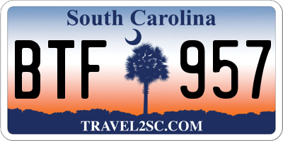 SC license plate BTF957
