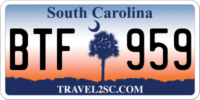 SC license plate BTF959