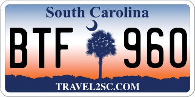 SC license plate BTF960