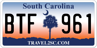 SC license plate BTF961