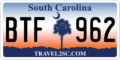 SC license plate BTF962
