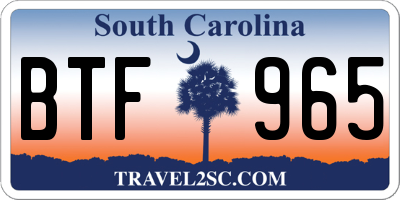 SC license plate BTF965