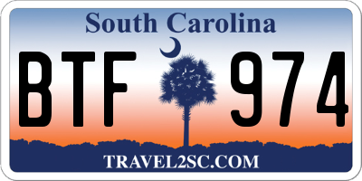 SC license plate BTF974