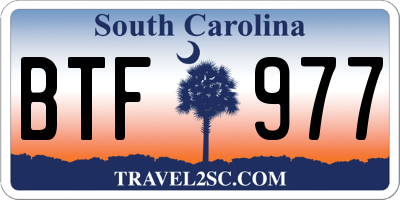SC license plate BTF977