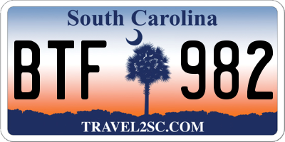 SC license plate BTF982