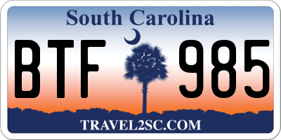 SC license plate BTF985