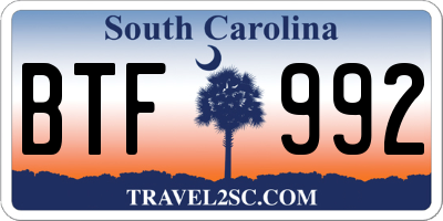 SC license plate BTF992