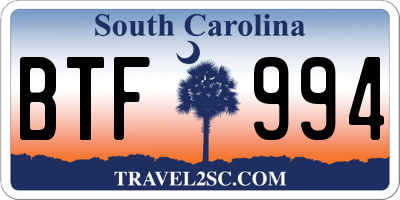 SC license plate BTF994
