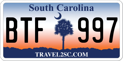 SC license plate BTF997